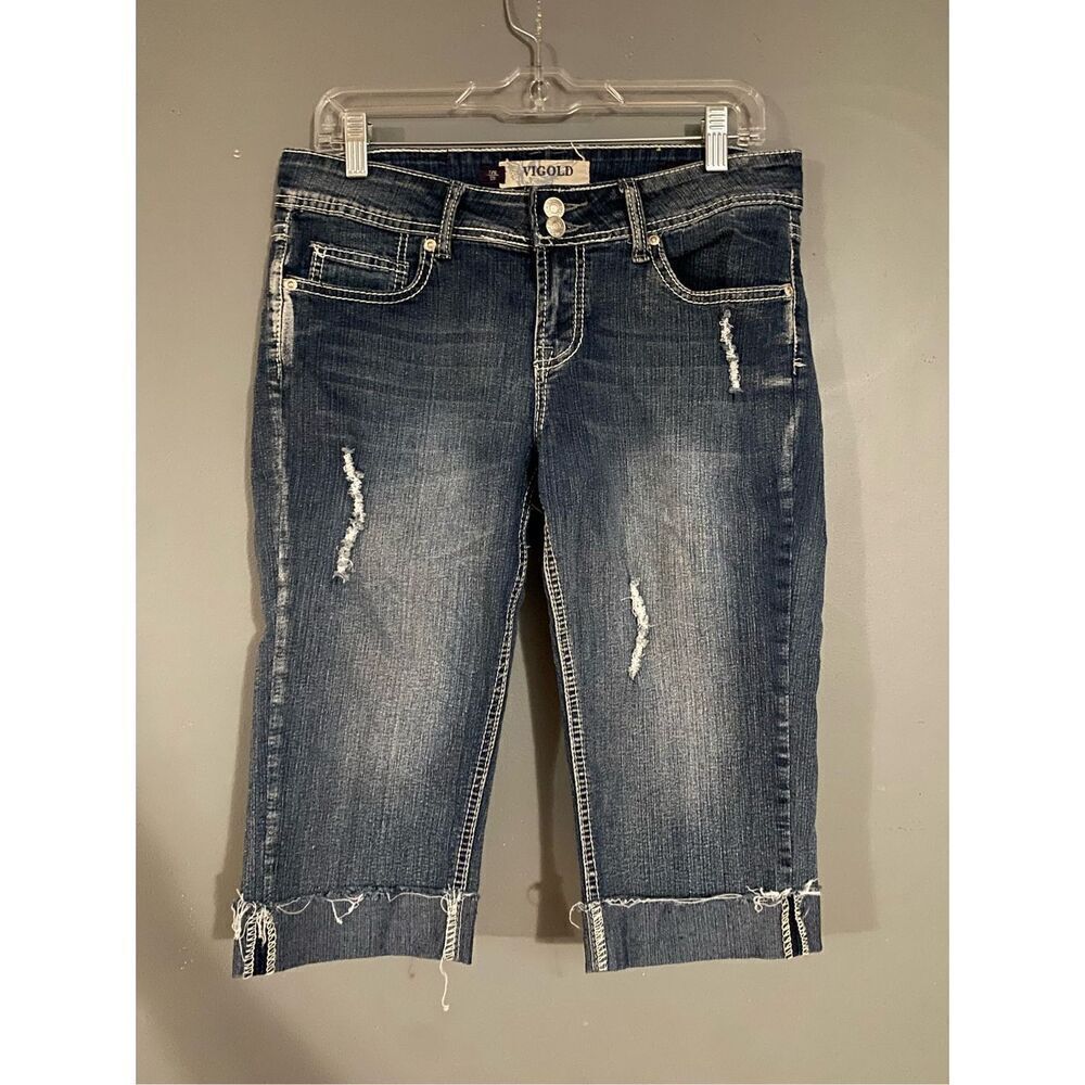 Vigold Medium Wash Distressed Denim Capris Size 7/8 (29) NWOT
